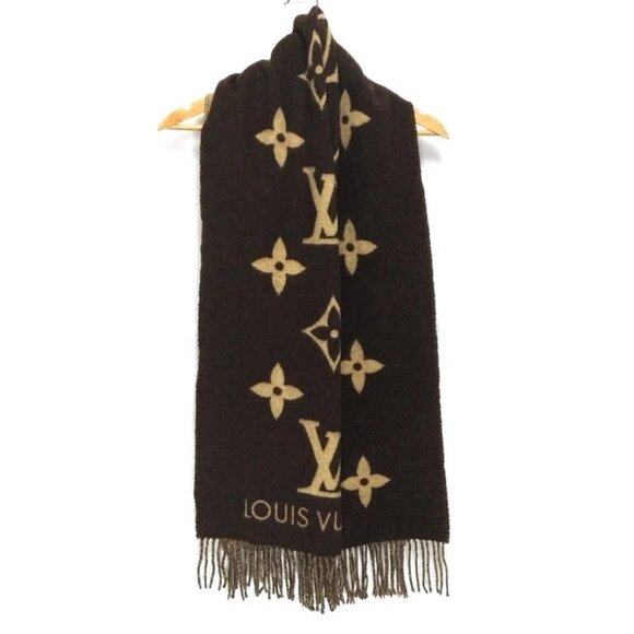 Auth LOUIS VUITTON Echarpe Reykjavik M71041 Maroon Monogram - Unconfirmed Scarf - Picture 1 of 6